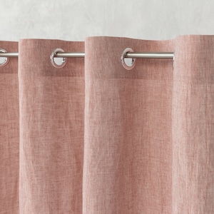 Burgundy Linen Curtain Panel: Melange Weave with Grommets, Extra Long
