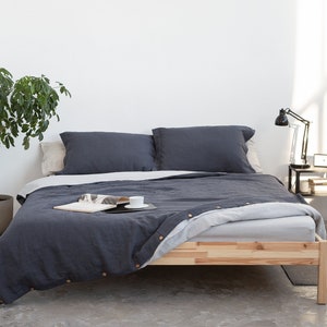 Light Grey Linen Fitted Sheet: Softened Flax Bedsheet, Custom Size