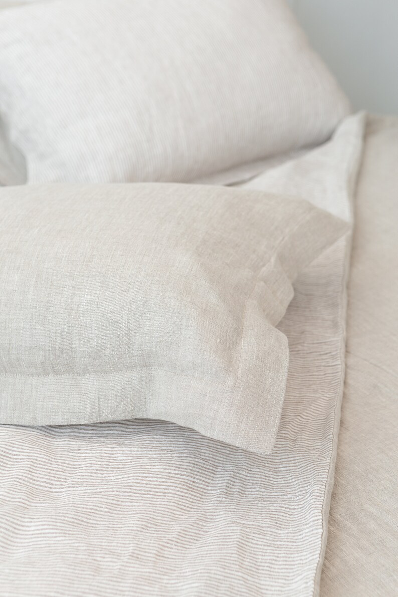 Flanged Asphalt Grey Linen Pillow Covers. Softened Sham Pillow Case. Linen Pillowcover with Flanges. Standard Custom Size Oxford Pillowcase Bild 6