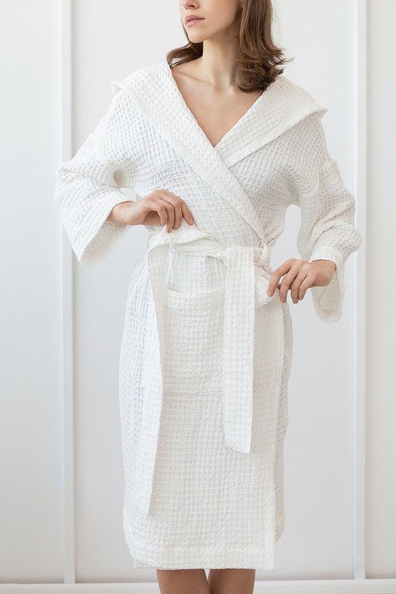 chinese dress ladies Women's Waffle Piping Bathrobe – Lotus Linen main image 1