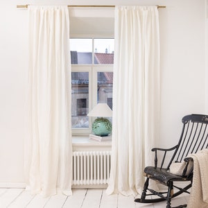 White Linen Curtain Panel: Extra Wide Tab Top, Custom Size