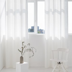 Snow White Linen Curtain Panel: 55&quot; Wide with Grommets