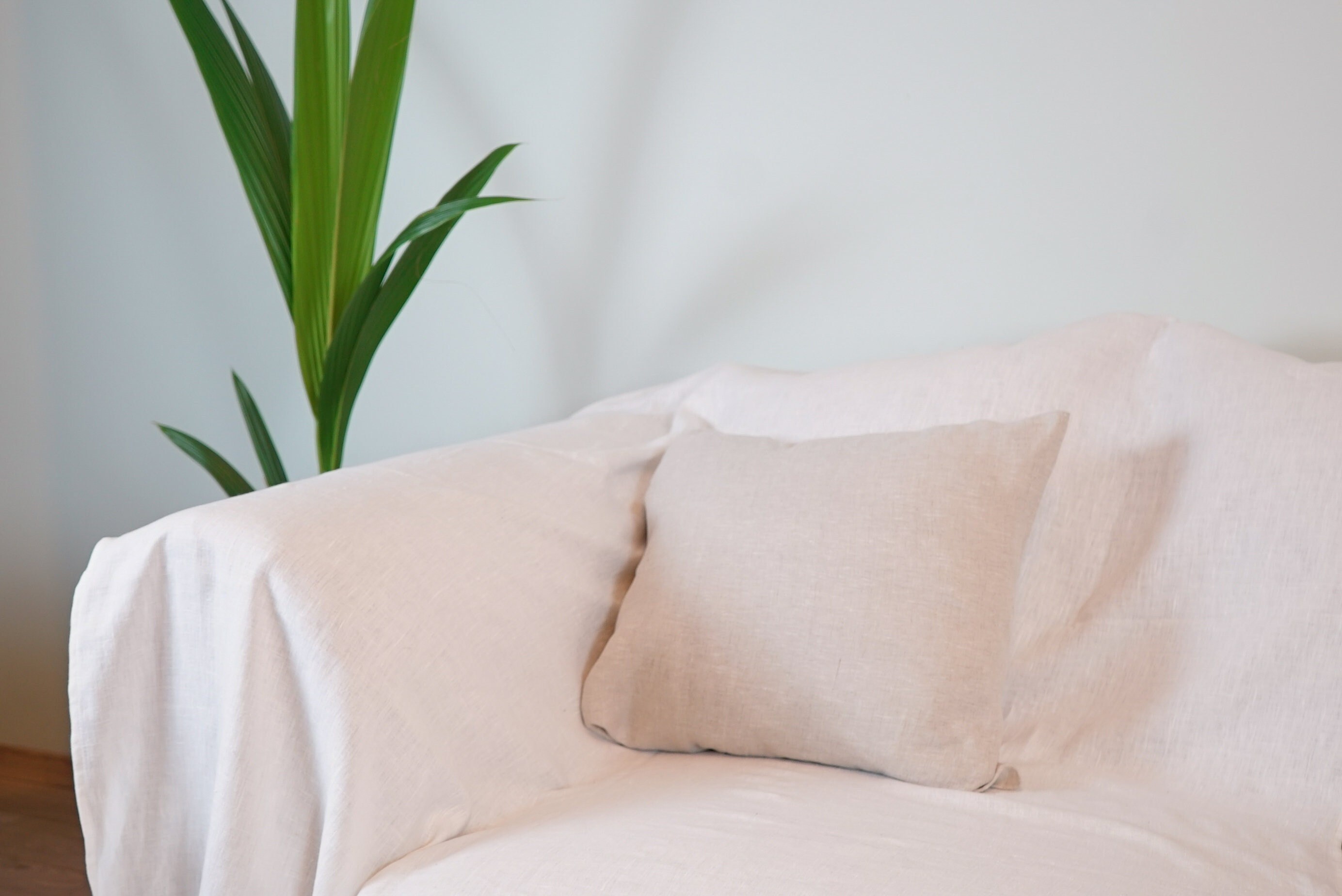 White Couch Cover Softened Linen Natural Linen Bedspread Etsy