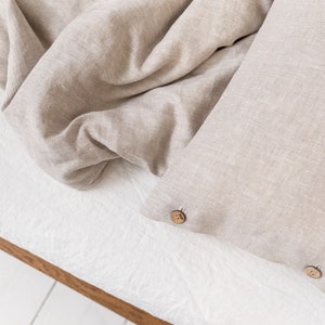 Natural Linen Pillowcase with Coconut Buttons: Softened Linen Covers