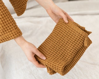 Amber Waffle Linen Towel: European Linen Cotton Blend