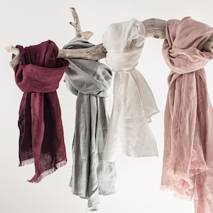 Softened Linen Scarf: Lightweight Unisex Wrap, Natural Colors