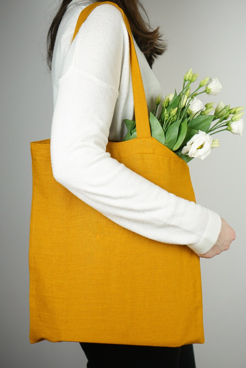 Linen Tote Bag Natural Shopping Bag Linen Shoulder Bag Etsy