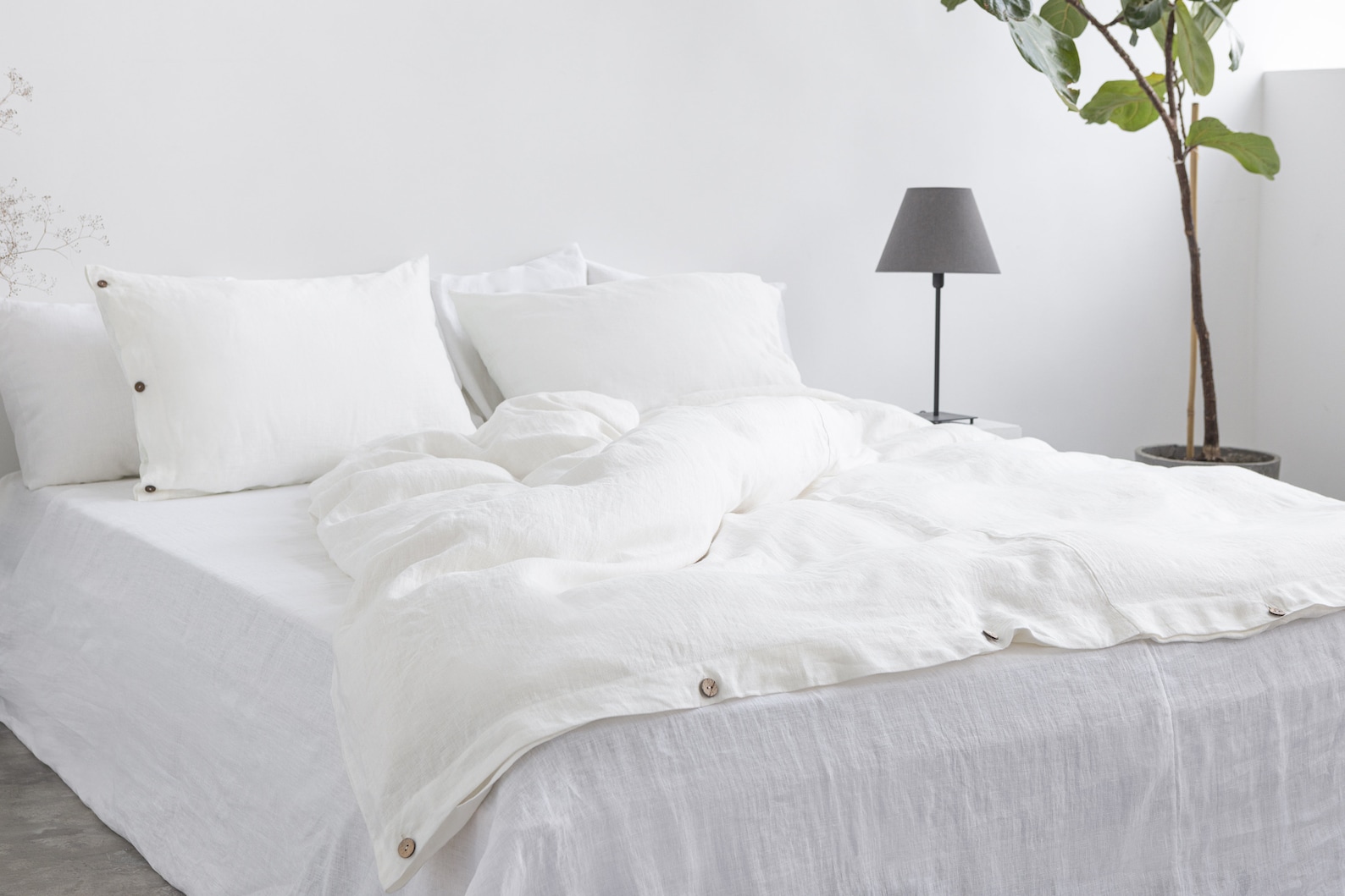 Linen duvet cover in White with buttons. Softened duvet cover Etsy