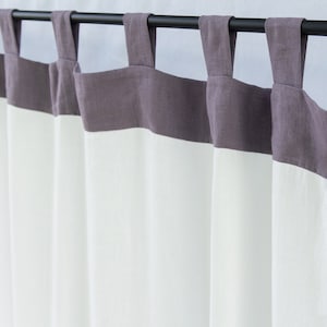 Pastel Plum & White Linen Curtain: Tab Top Window Panel
