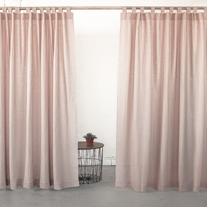 55 in/140 cm Wide Custom Curtain, Pale Pink color in Tab Tops hanging, Custom Curtain Panel, Various of Size, Extra Long Curtain Panel