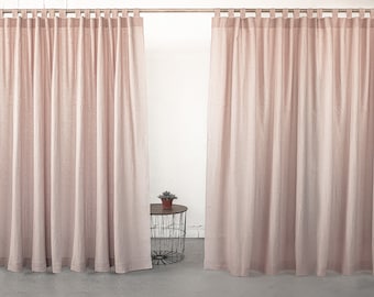 55 in/140 cm Wide Custom Curtain, Pale Pink color in Tab Tops hanging, Custom Curtain Panel, Various of Size, Extra Long Curtain Panel