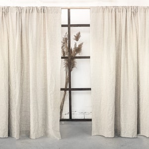 55 in/140 cm Wide, Linen Curtains with Rod Pockets and Linen Drape, Custom Size Curtain, High Quality Curtain, Extra Long Curtain Panel