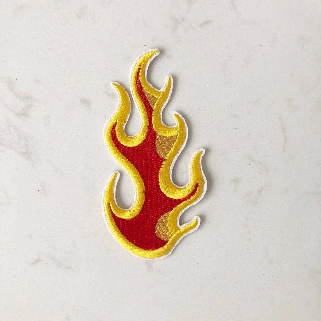 Fire Flame Iron on Patch Handmade Embroidered Patch Etsy