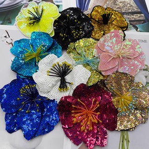 Toppa con paillettes rosa patch fiore patch regalo fiore rosa blu bianco dorato cucire su toppa ferro su toppa toppa ricamata a mano toppa posteriore