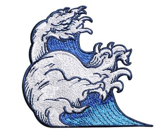 wave patch cool patch bordado patch sew on patch for jacket cowboy coat T-shirt punk badge