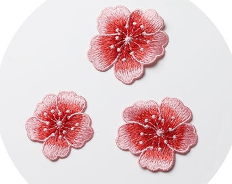 The plum blossom three flowers patch iron on patch handmade embroidered patch