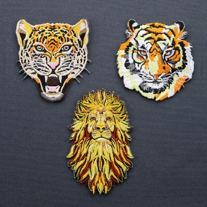 ijzer op Leopard Tiger Lion patch geborduurd patch naaien op patch ijzer op patch schattige cartoon patch voor jas cowboy jas T-shirt punk badge