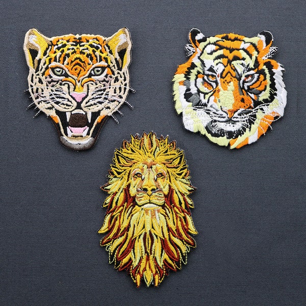 iron on Leopard Tiger Lion patch embroidered patch sew on patch iron on patch cute cartoon patch for jacket cowboy coat T-shirt punk badge