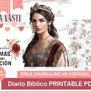 Bible Journaling en Español,Reina Vasti, Mujeres de la Biblia, Journaling Bíblico para Imprimir, Devocional para Mujeres
