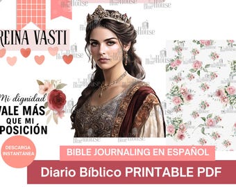 Bible Journaling en Español: Reina Vasti, Mujeres de la Biblia (PDF Download)
