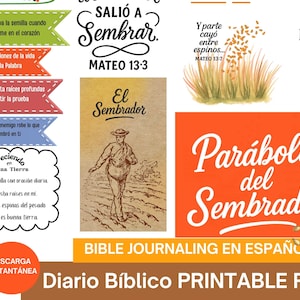 Bible Journaling Parábola del Sembrador,Biblia Journaling en Español,Stickers Cristianos,Arte Bíblico, Devocional, Estudio Bíblico Printable