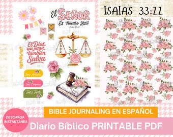 Bible Journaling en Español,Isaias 33, El Señor es mi Juez, Journaling Bíblico para Imprimir, Devocional para Mujeres, Isaías 33:22