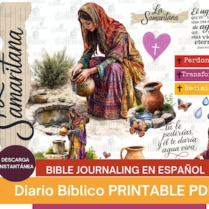 La Samaritana - Mujeres de la Biblia - Bibel Journaling und Español- Arte Biblico descargable - Mujeres de la Biblia - Diario Biblico-Devocional