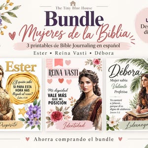 Women of the Bible Bundle Bible Journaling PDF | Mujeres de la Biblia Estudio Bíblico Printable | Reina Ester, Reina Vasti, Debora | Digital
