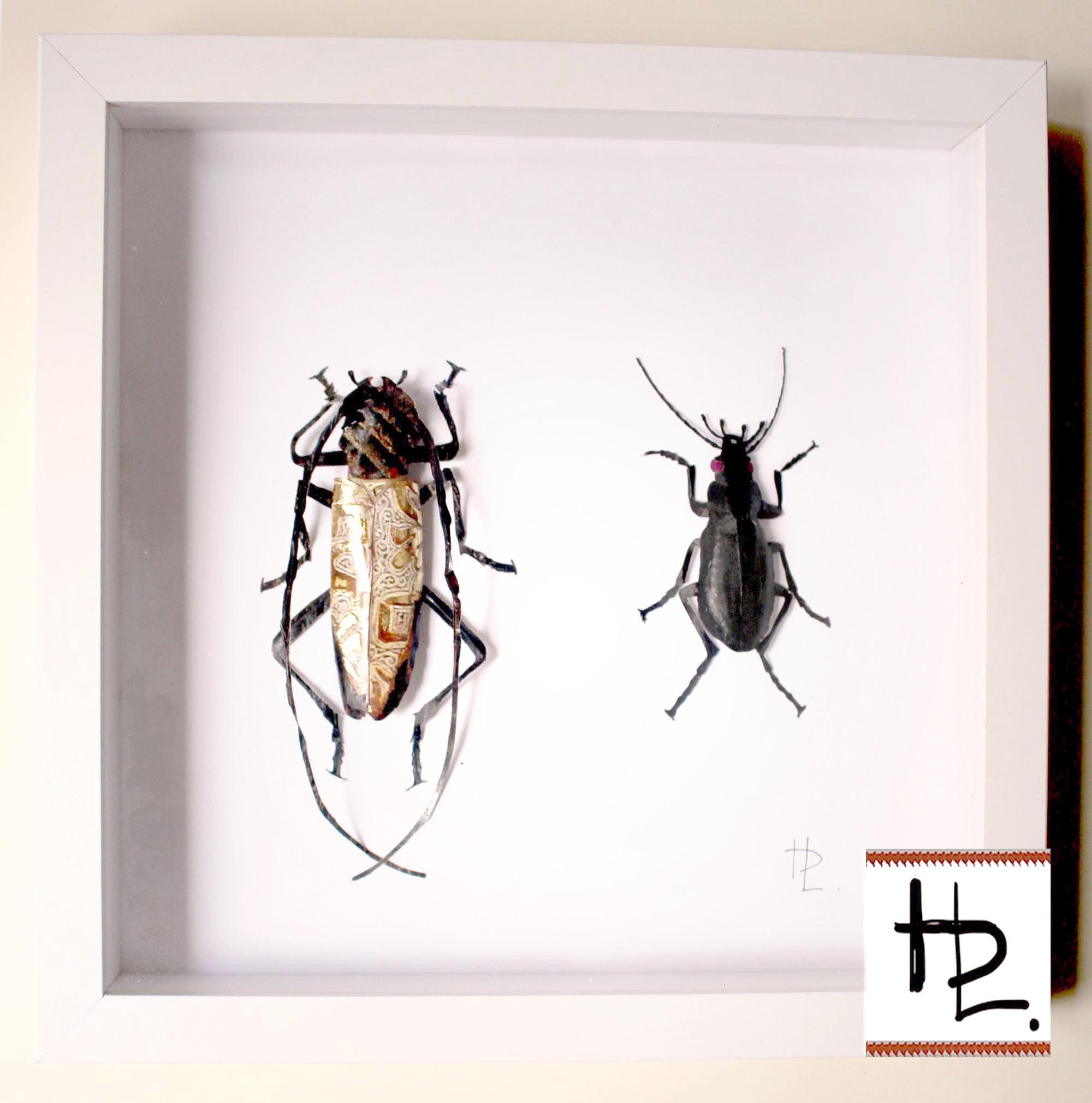 Art & Collectibles Mixed Media & Collage Insects beetles cut paper ...