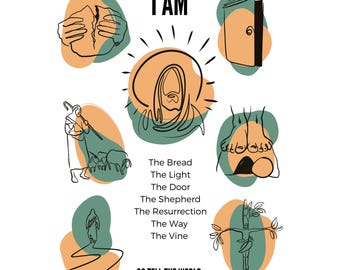 Jesus I Am Statements Poster, Modern Christian Art (Digital Download)