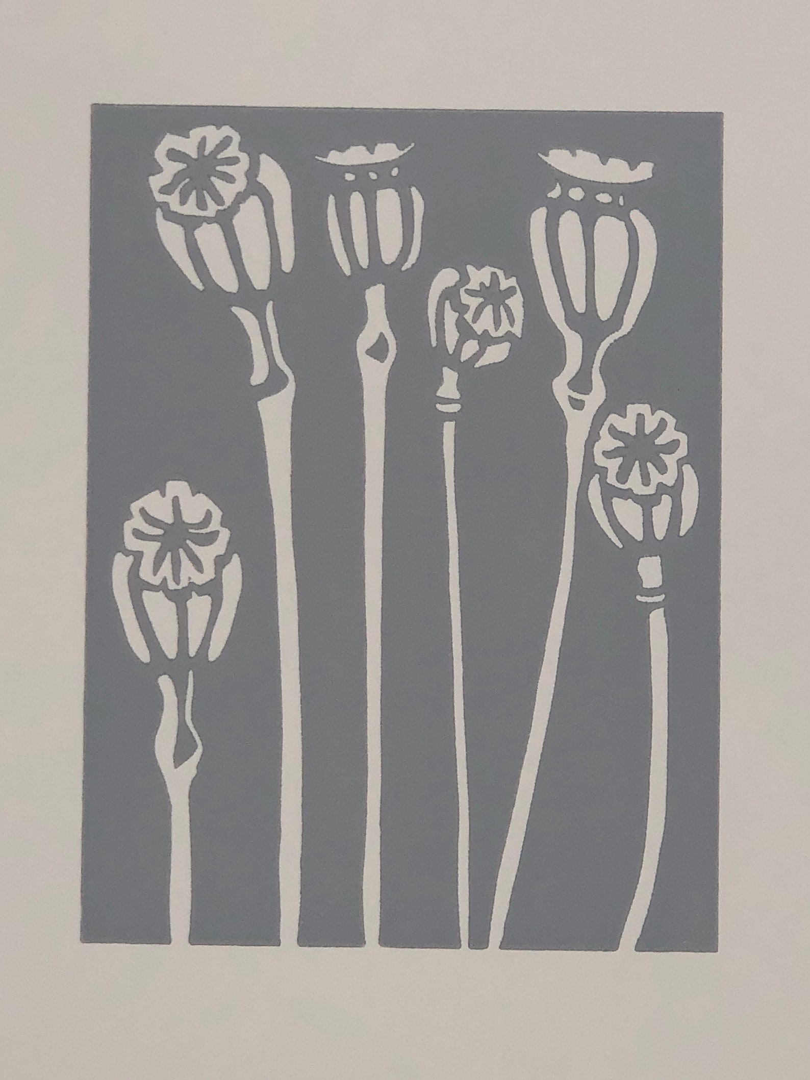 Poppy seed heads picture print wall art decor lino Etsy