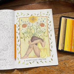 WILD WOMEN COLOURING Book - positive affirmation | relaxing art therapy | coloring for adults nature plants activity creative gift artist