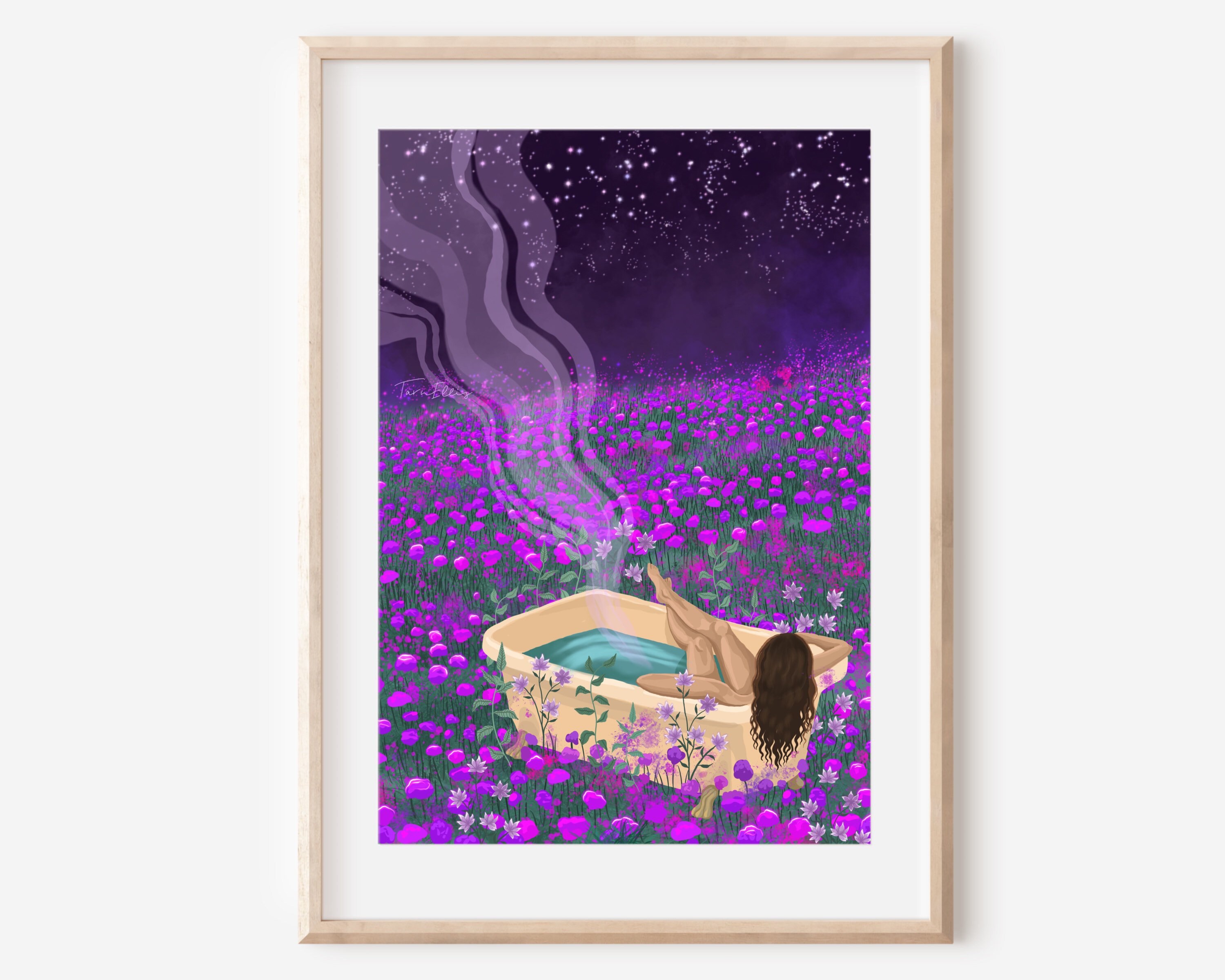 THE PURPLE MEADOW - Fine Art Bath Print Magical Vibes Illustration