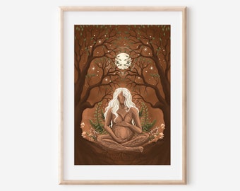 MOTHER NURTURE - fine art nature woman illustration print