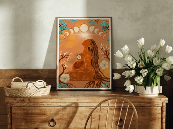 BIRTH - Fine Art Print Moon Phases Women Baby Mother Pregnancy