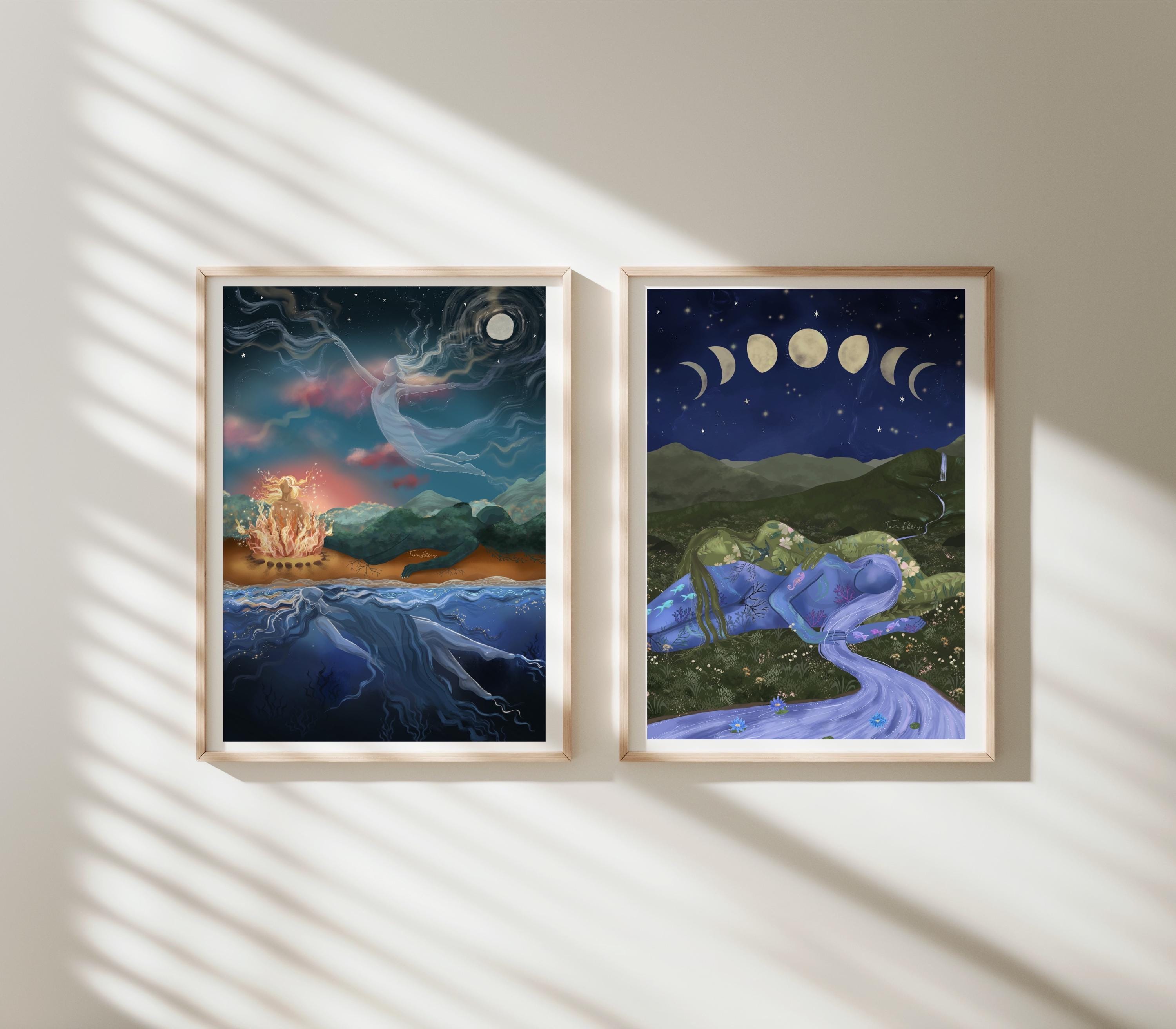 THE ELEMENTS - Fine Art Print Mother Nature Four Elements Wall Decor ...