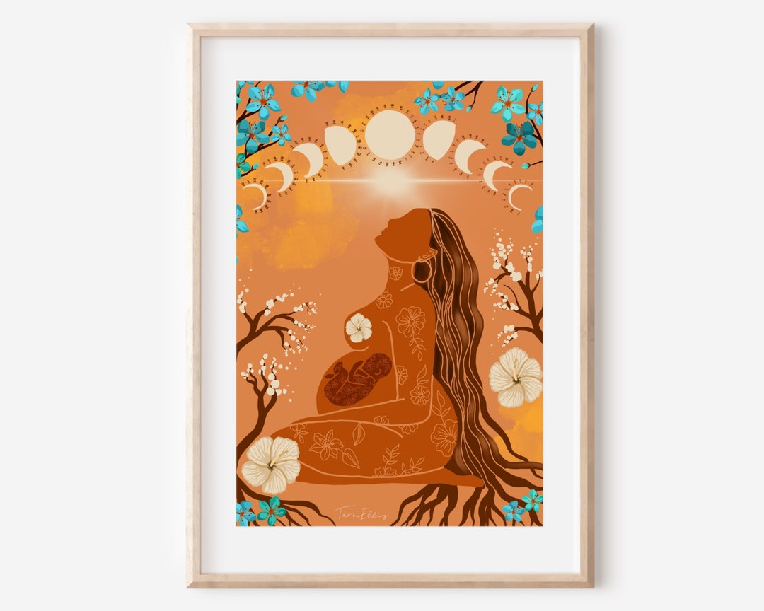 BIRTH - Fine Art Print Moon Phases Women Baby Mother Pregnancy