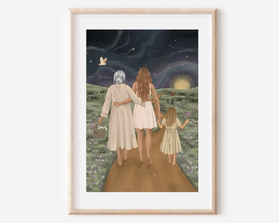 LIFE COURSE - fine art print generational women ancestral healing mother child daughter illustration nursery wall decor poster
