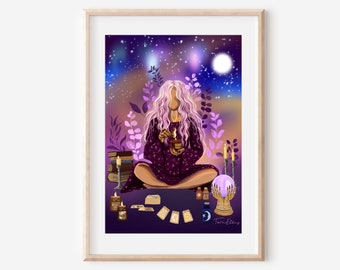 MAGIC MAKER - fine art cosmic spiritual bruja illustration print