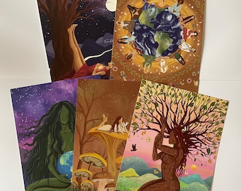 The EARTH collection  - five A5 nature women print set