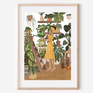 Plant Mania - fine art print, houseplant illustration