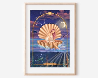 CANCER - print star sign zodiac poster fine art illustration spiritual goddess astrology wall decor celestial personalised ethereal art