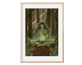 EARTH - fine art print four elements pachamama gaia earthy poster Mother Earth illustration