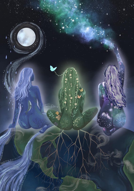 WATER EARTH COSMOS - Art for Altar Celestial Moon Fine Art Print