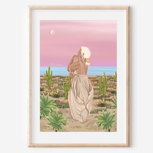 SACRED MUTTER - Kunstdruck Mutterliebe Baby Mutter Geschenk Illustration Wanddekoration Poster pink rosa pink pink Illustration