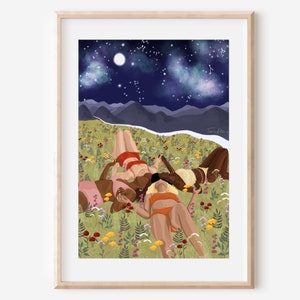 WONDERFUL WORLD - fine art print unity diversity friendship illustration wall decor poster flowers illustration nature ethereal celestial