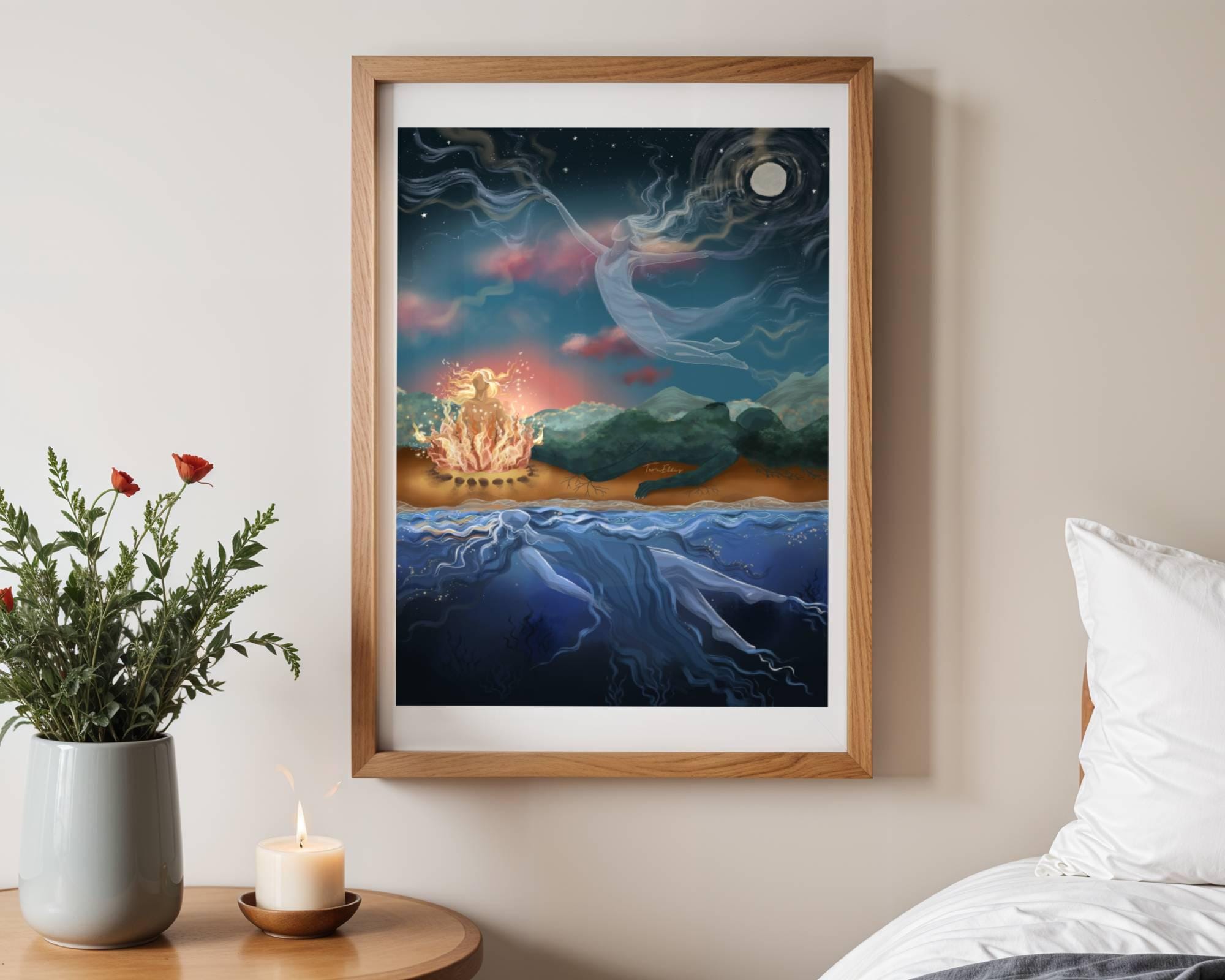 THE ELEMENTS - Fine Art Print Mother Nature Four Elements Wall Decor ...