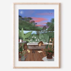 DREAM TIME BATH  - fine art self love woman spiritual illustration print