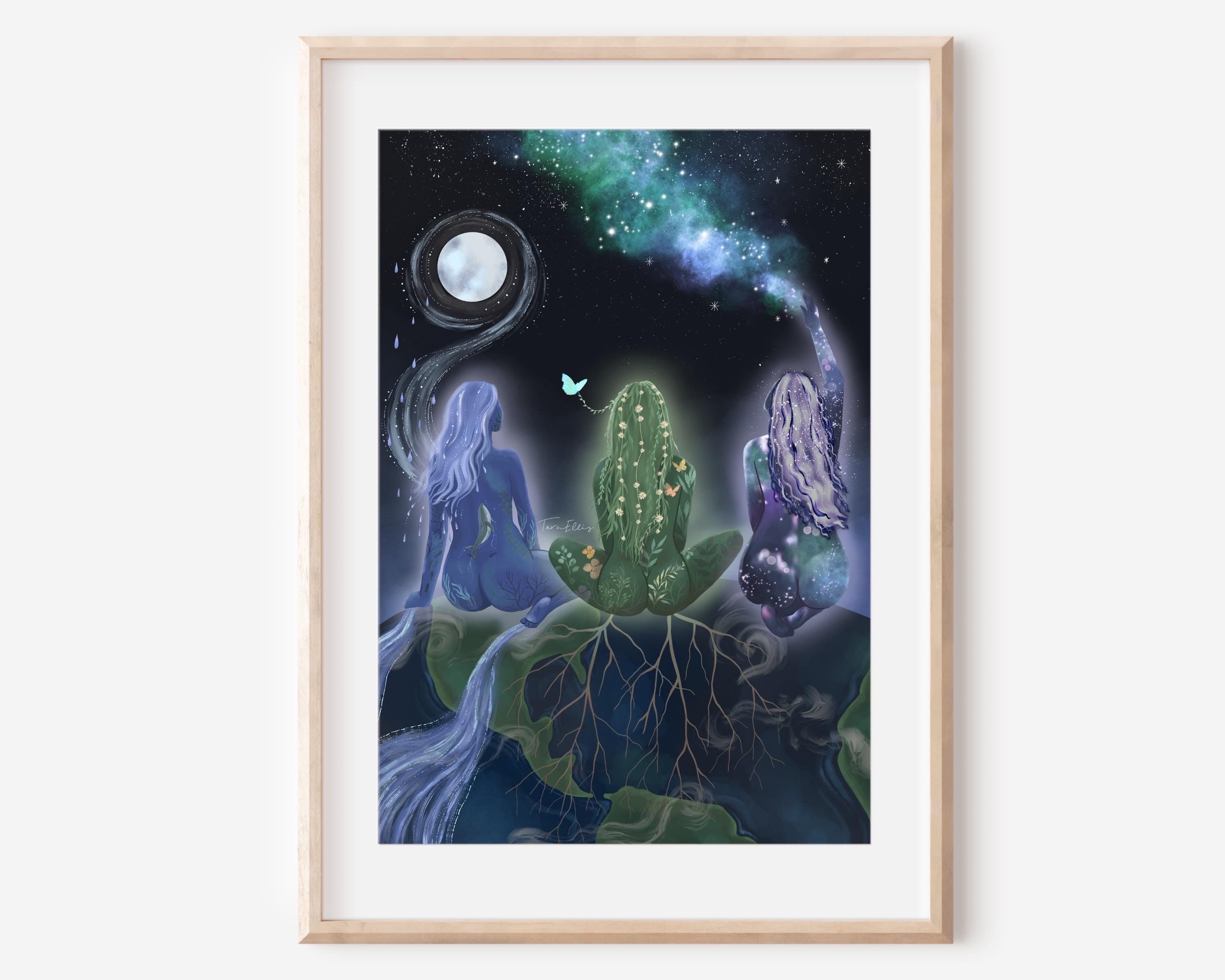 WATER EARTH COSMOS - Art for Altar Celestial Moon Fine Art Print