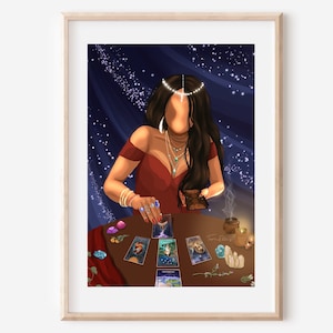 DER TAROT-LESER | Fine Art Print Esoterik Karten hellsichtig hellseherisch Tarotkarten Wanddeko Poster Illustration witchy ätherisch skurril Medium